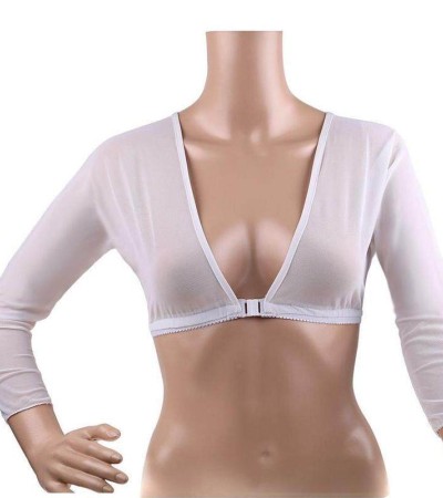 Bottoming Sleeve Cover Stylish Mesh Top Front Button Arm Dropship White Long Sleeve Black T-shirt Shoulder Sleeves Cover H9Z4